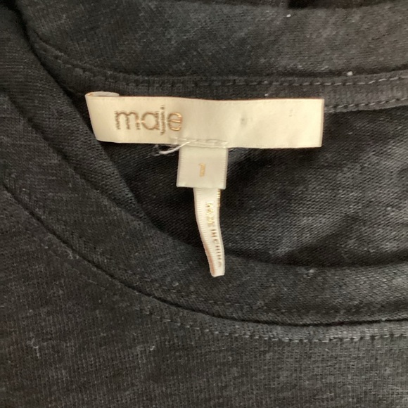 Maje Trinite Black Embroidered Linen T-Shirt Floral Mirror Stitch Size 1 (S) - Picture 6 of 7